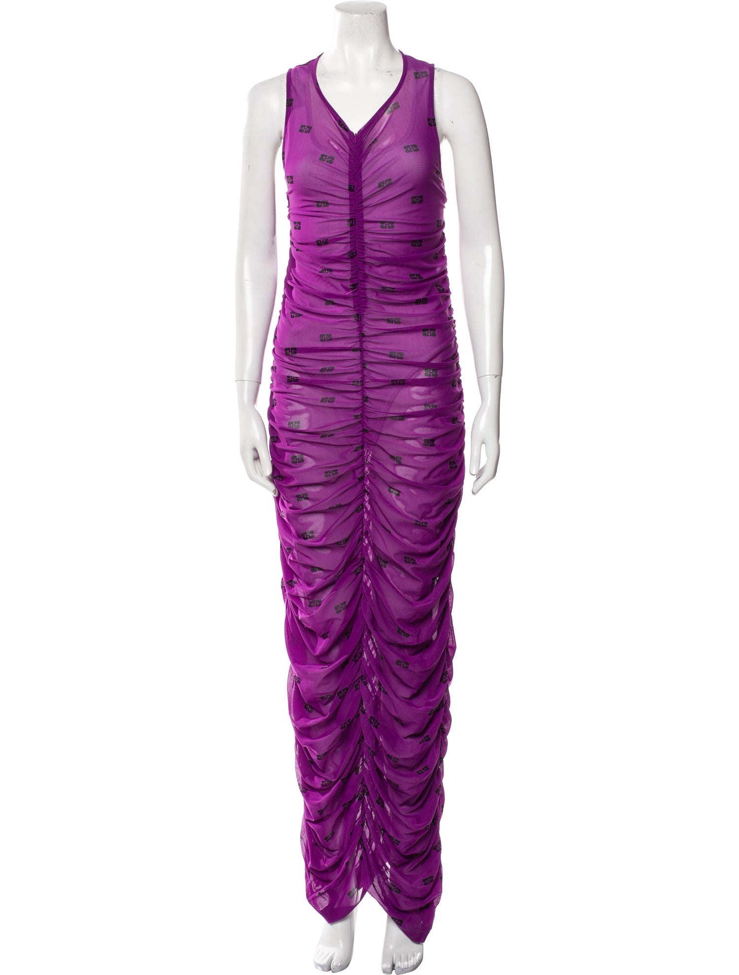 Ganni V-Neck Long Dress