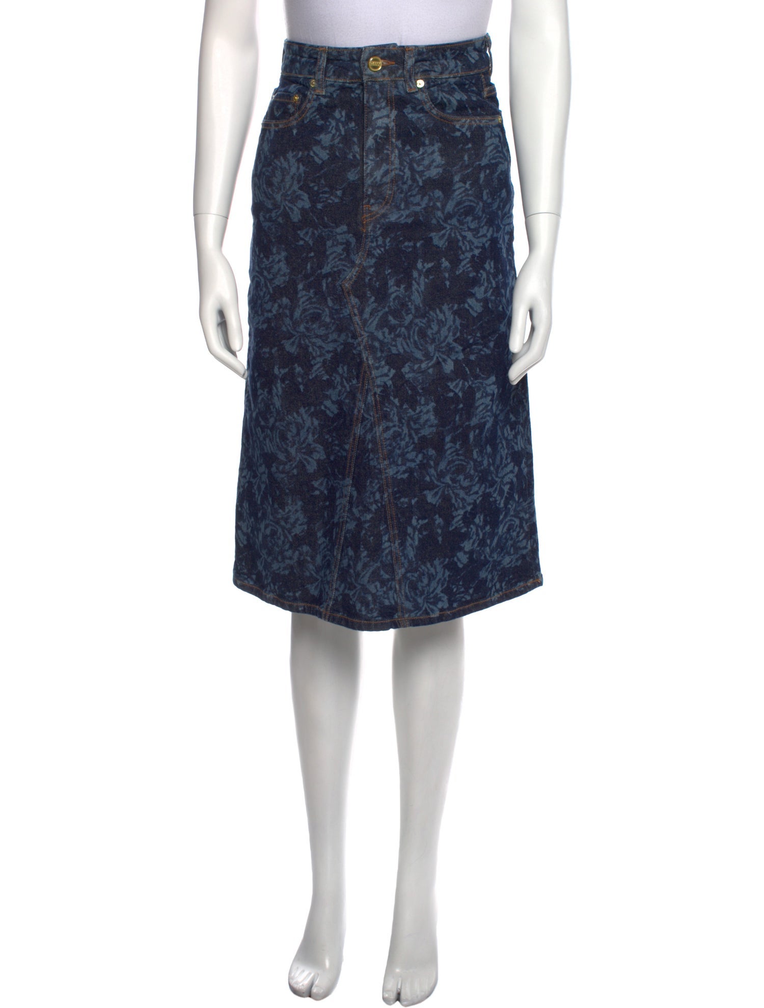 Ganni Floral Print Knee-Length Skirt