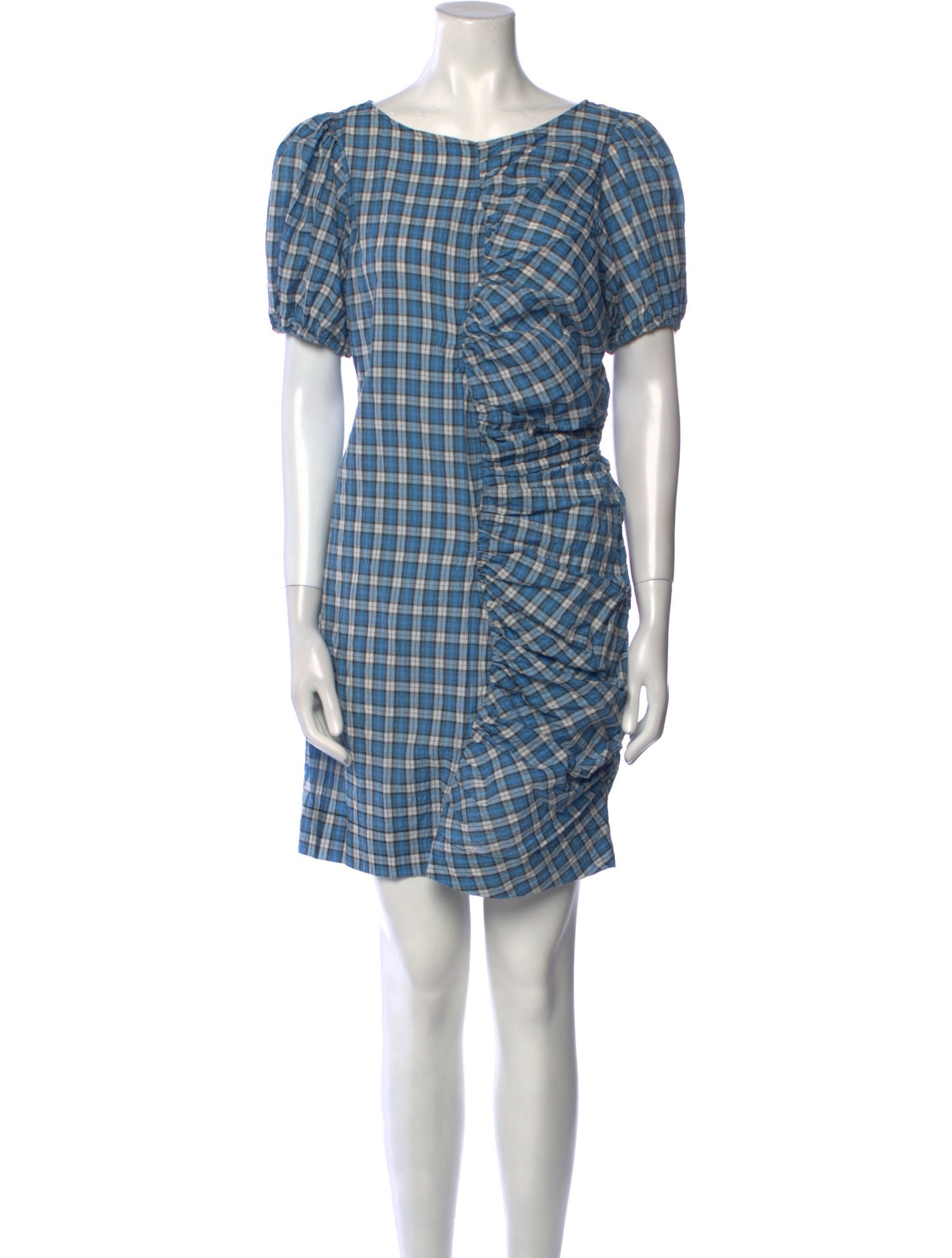 Ganni Plaid Print Mini Dress