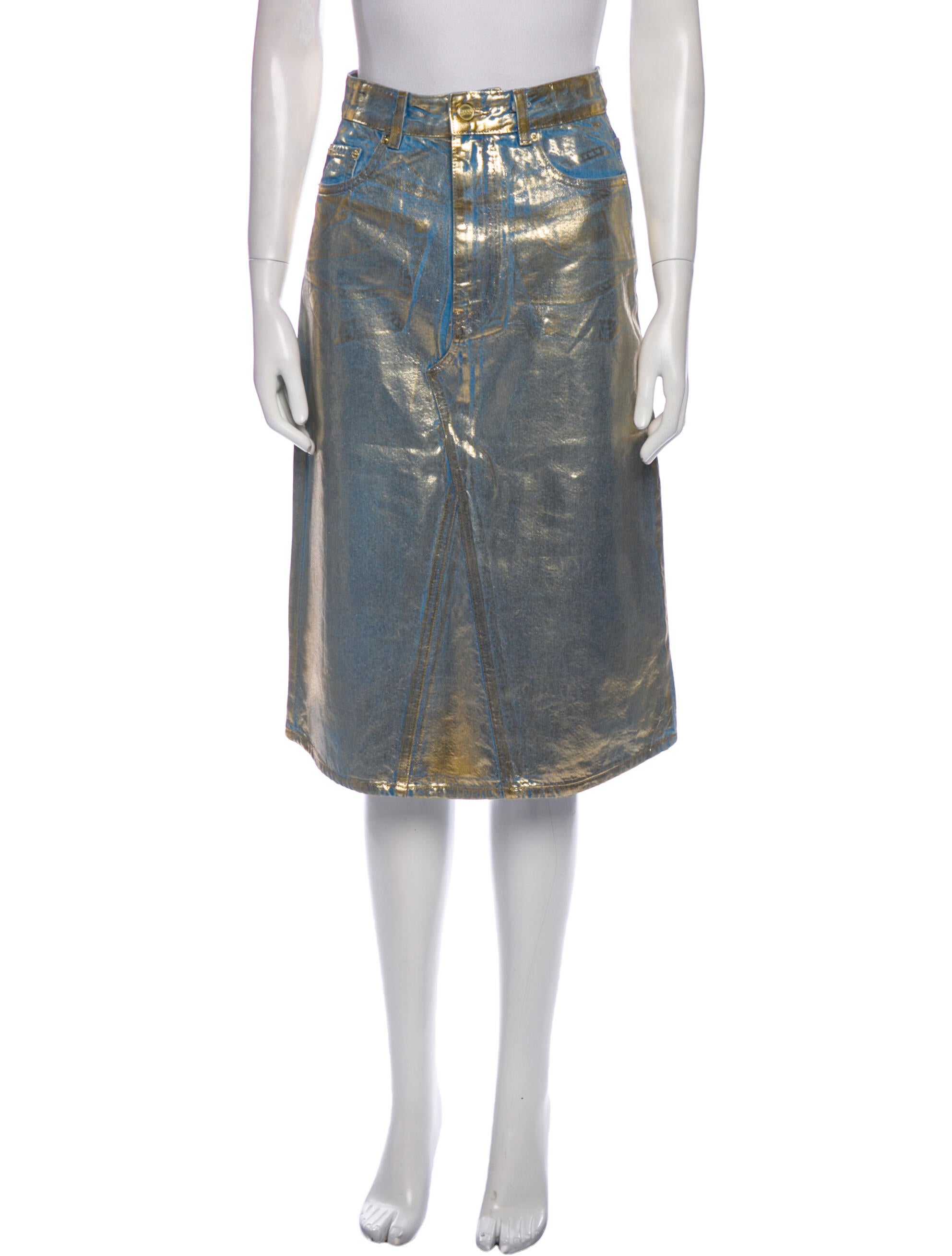 Ganni Leather Knee-Length Skirt