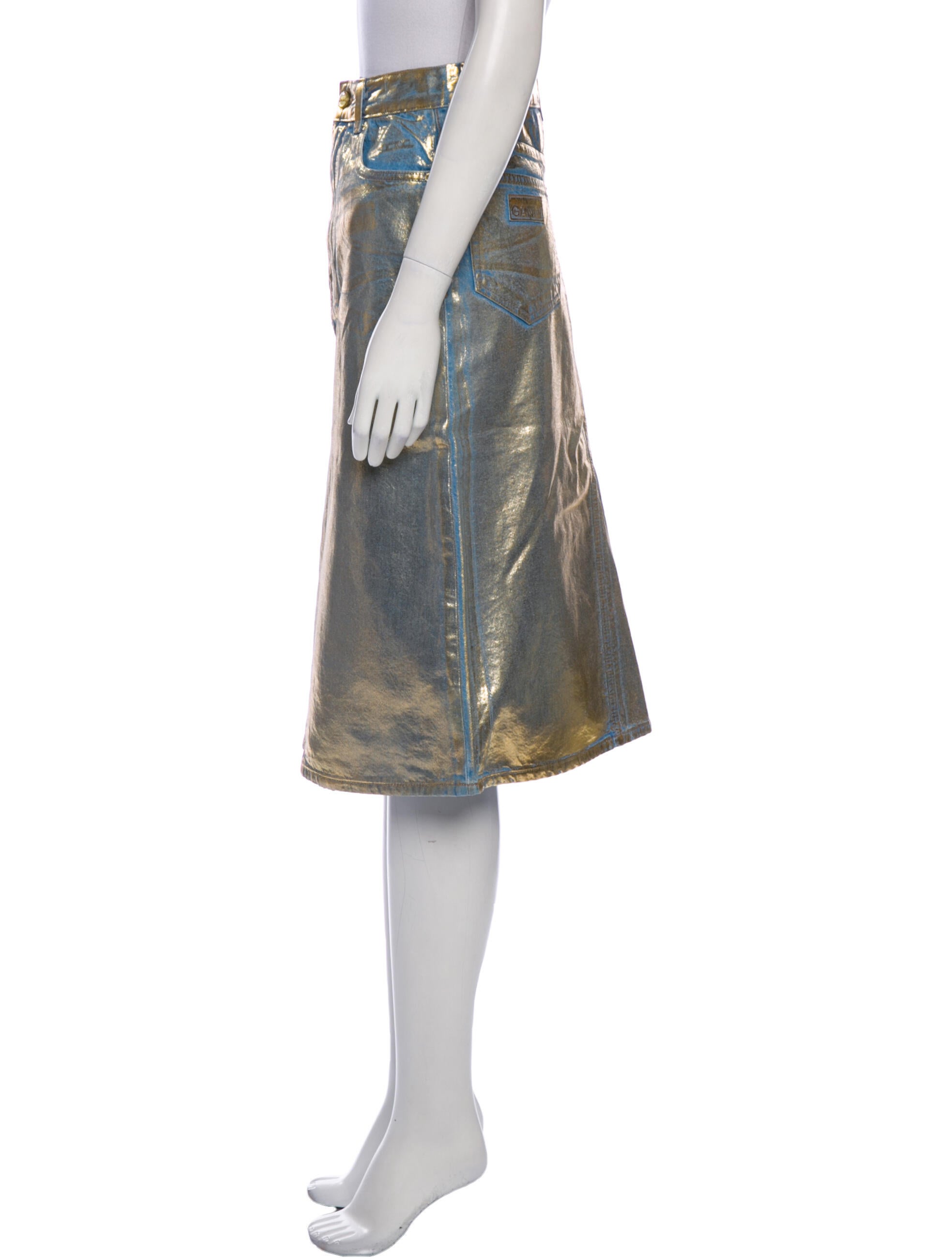 Ganni Leather Knee-Length Skirt