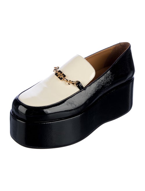Ganni Patent Leather Colorblock Pattern Loafers