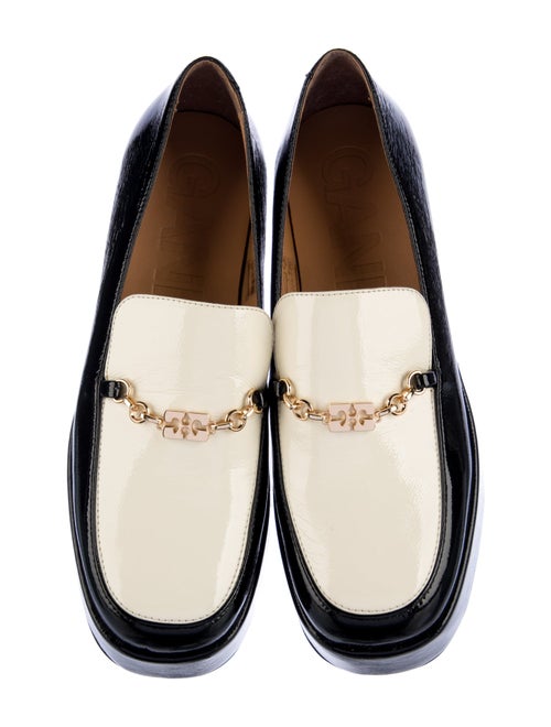 Ganni Patent Leather Colorblock Pattern Loafers