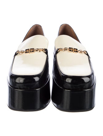 Ganni Patent Leather Chain-Link Accents Loafers