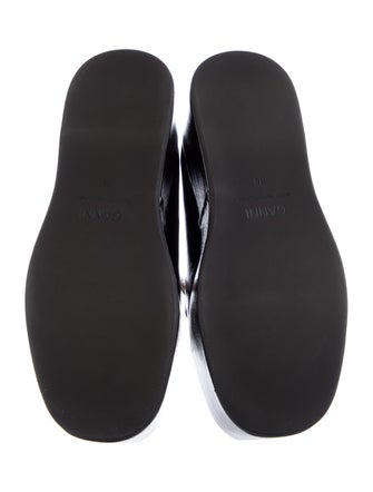 Ganni Patent Leather Chain-Link Accents Loafers