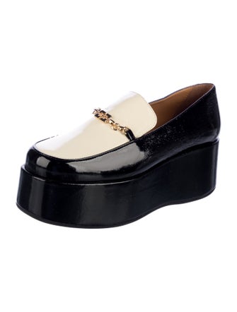 Ganni Patent Leather Chain-Link Accents Loafers