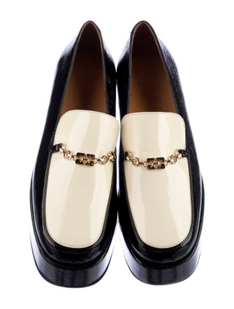 Ganni Patent Leather Chain-Link Accents Loafers