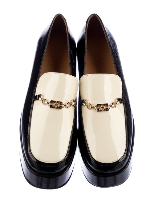 Ganni Patent Leather Chain-Link Accents Loafers