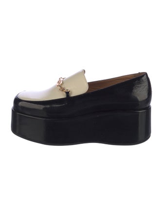 Ganni Patent Leather Chain-Link Accents Loafers