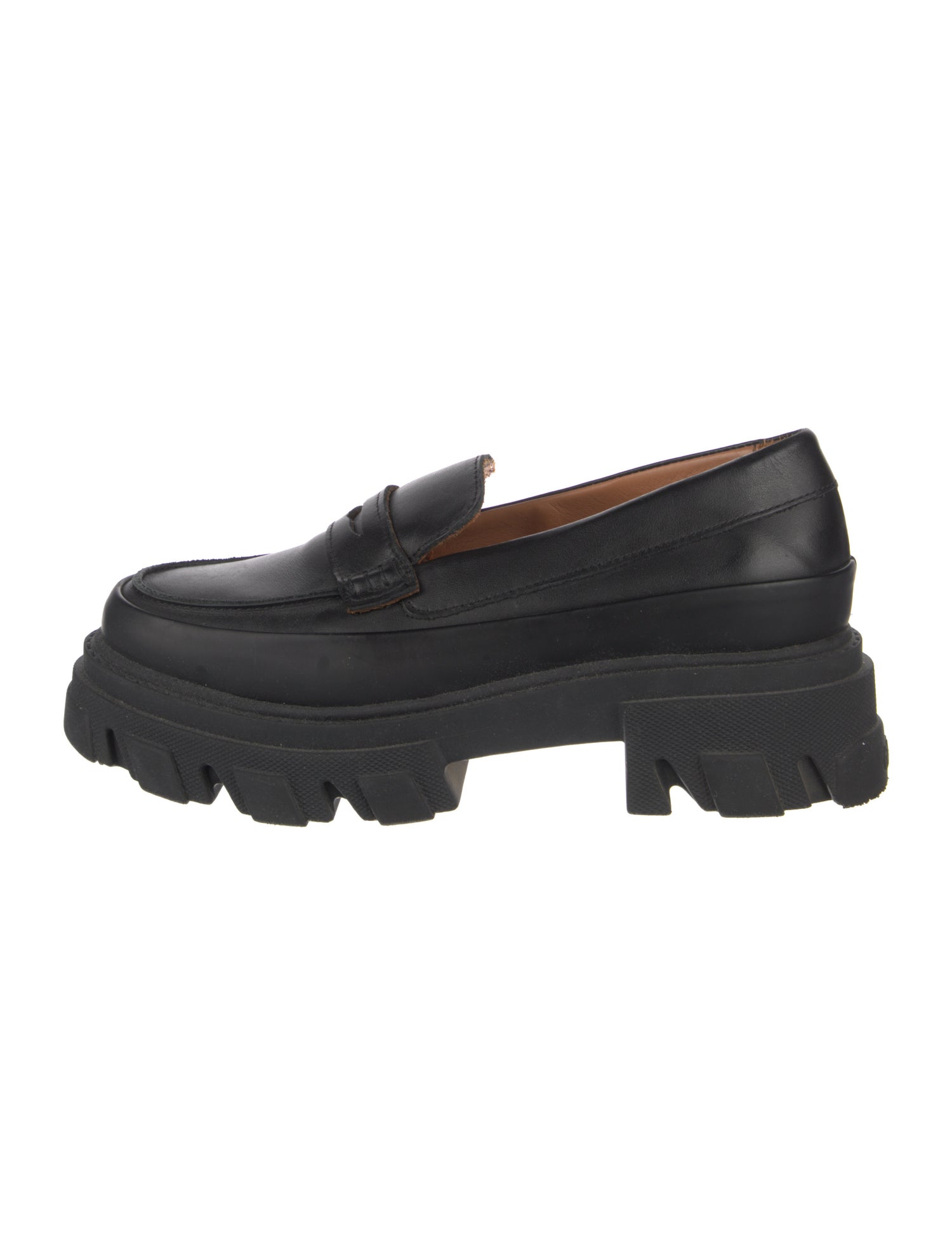 Ganni Leather Whipstitch Trim Loafers