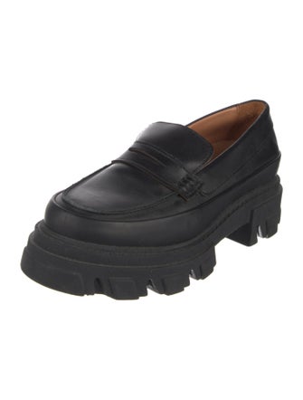 Ganni Leather Whipstitch Trim Loafers