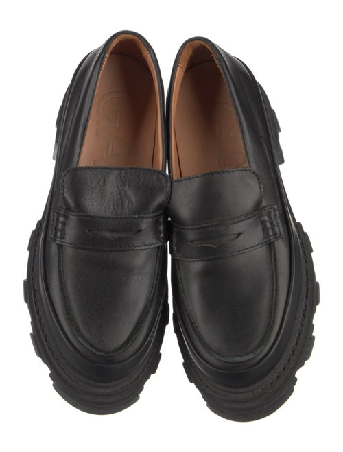 Ganni Leather Whipstitch Trim Loafers