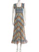 Ganni Plaid Print Long Dress