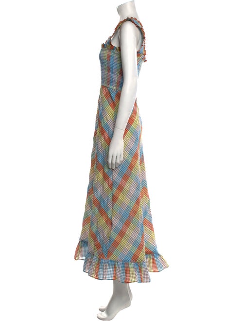 Ganni Plaid Print Long Dress