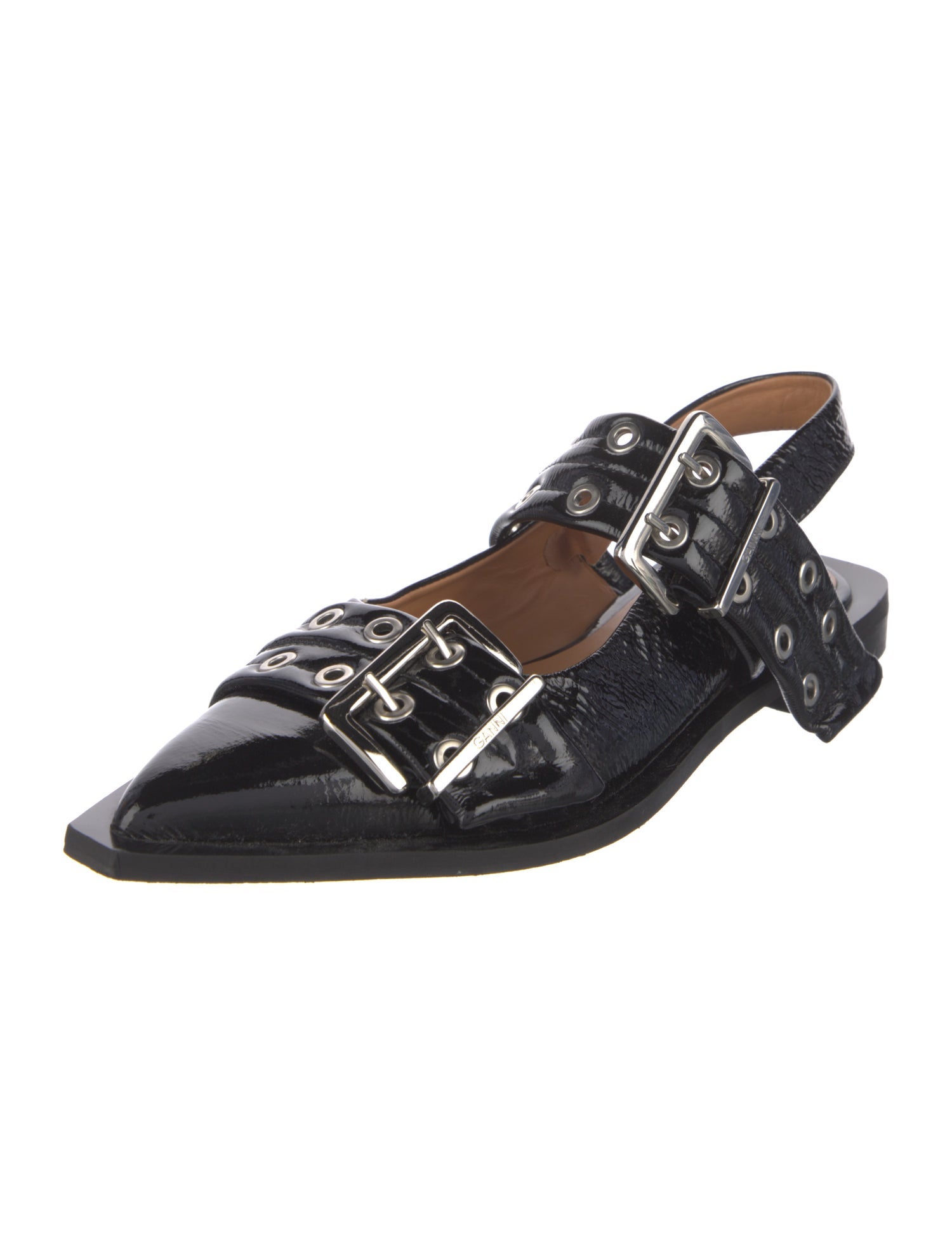 Ganni Patent Leather Slingback Flats