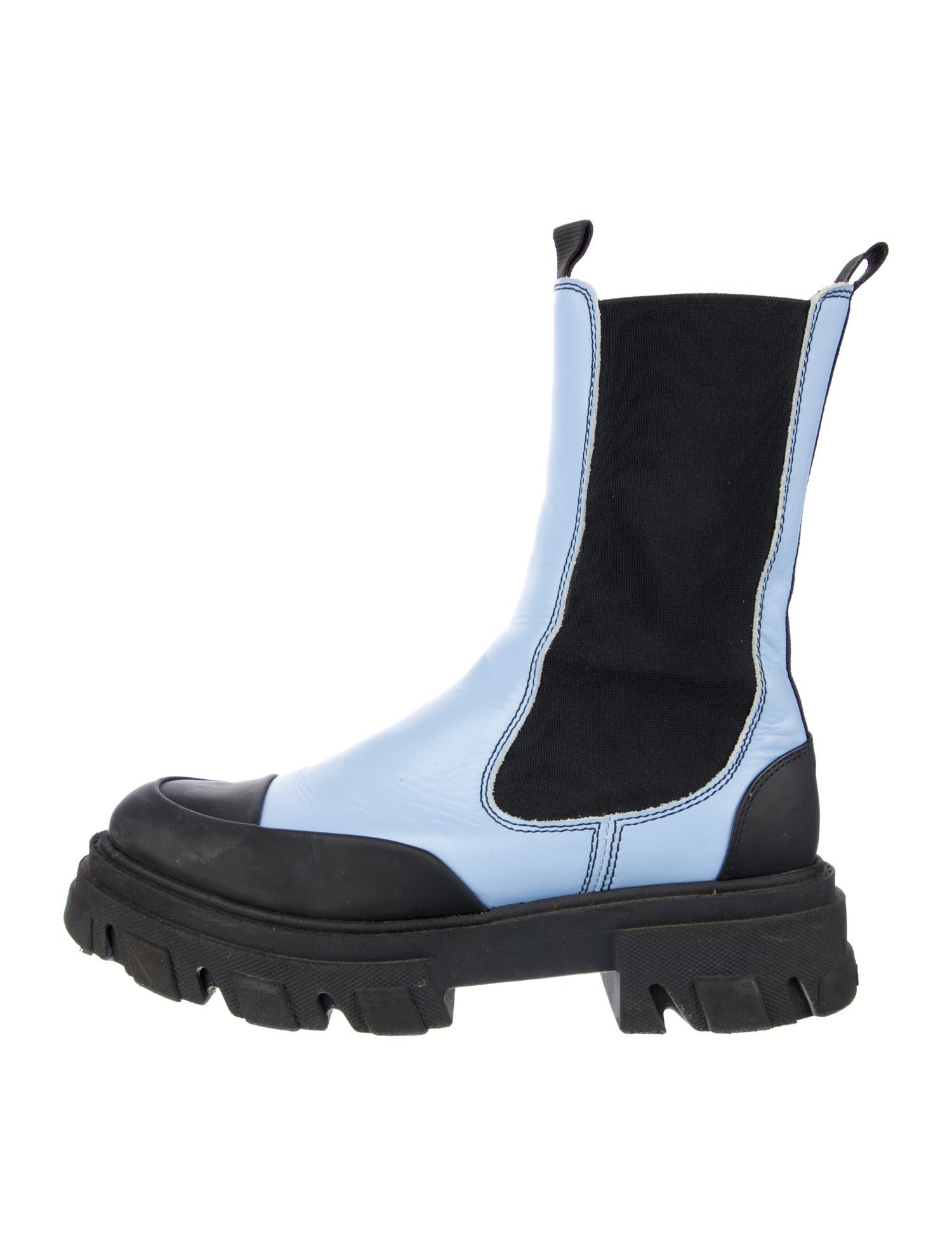 Ganni Leather Colorblock Pattern Chelsea Boots