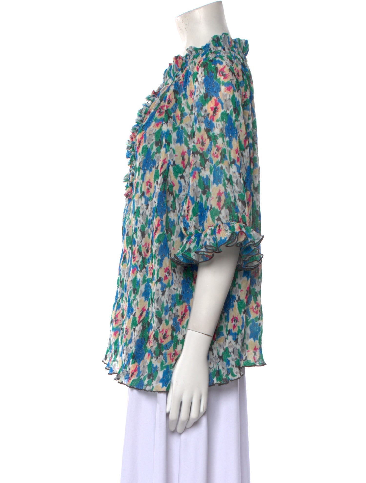 Ganni Floral Print Mock Neck Blouse w/ Tags