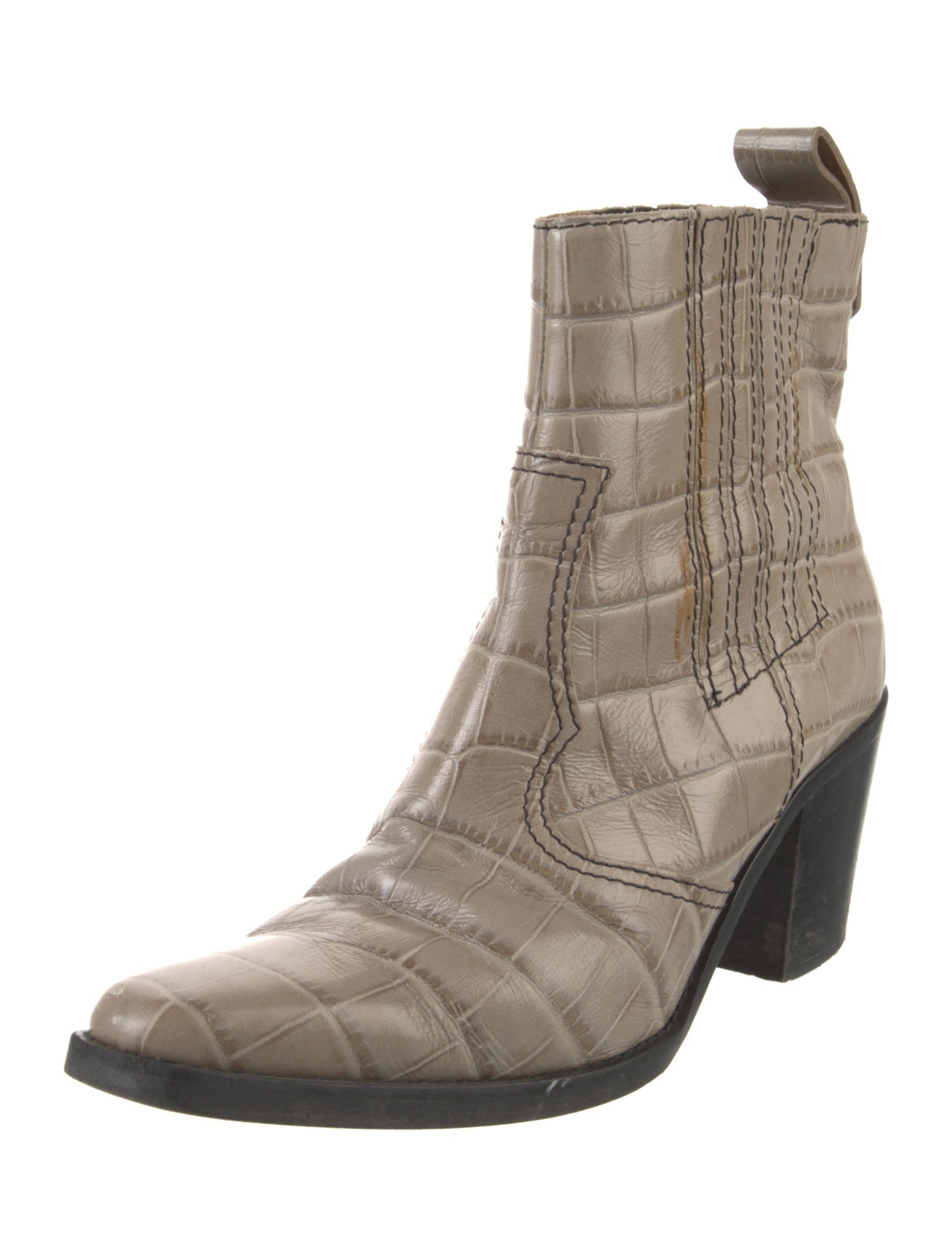 Ganni Leather Western Boots