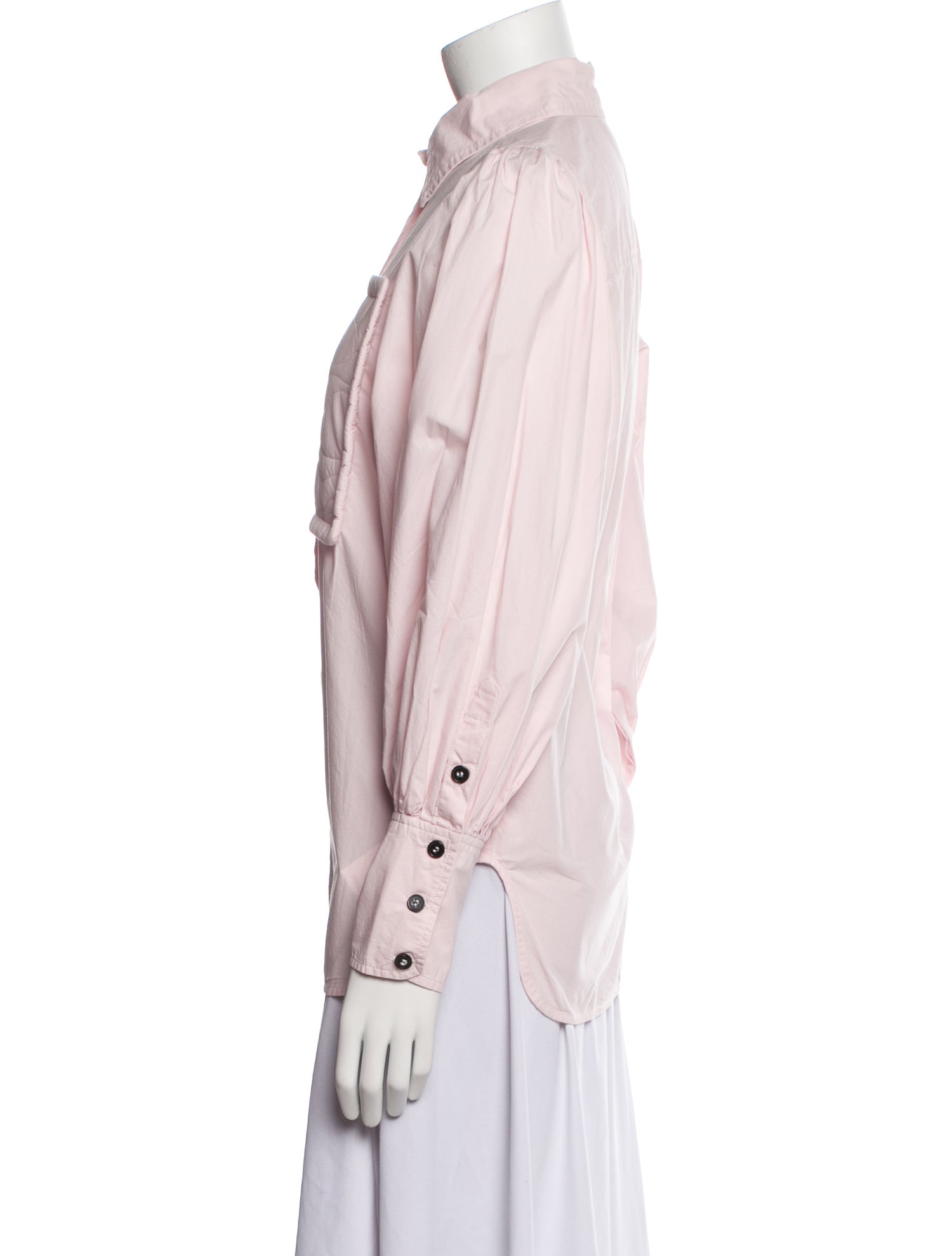 Ganni Long Sleeve Button-Up Top