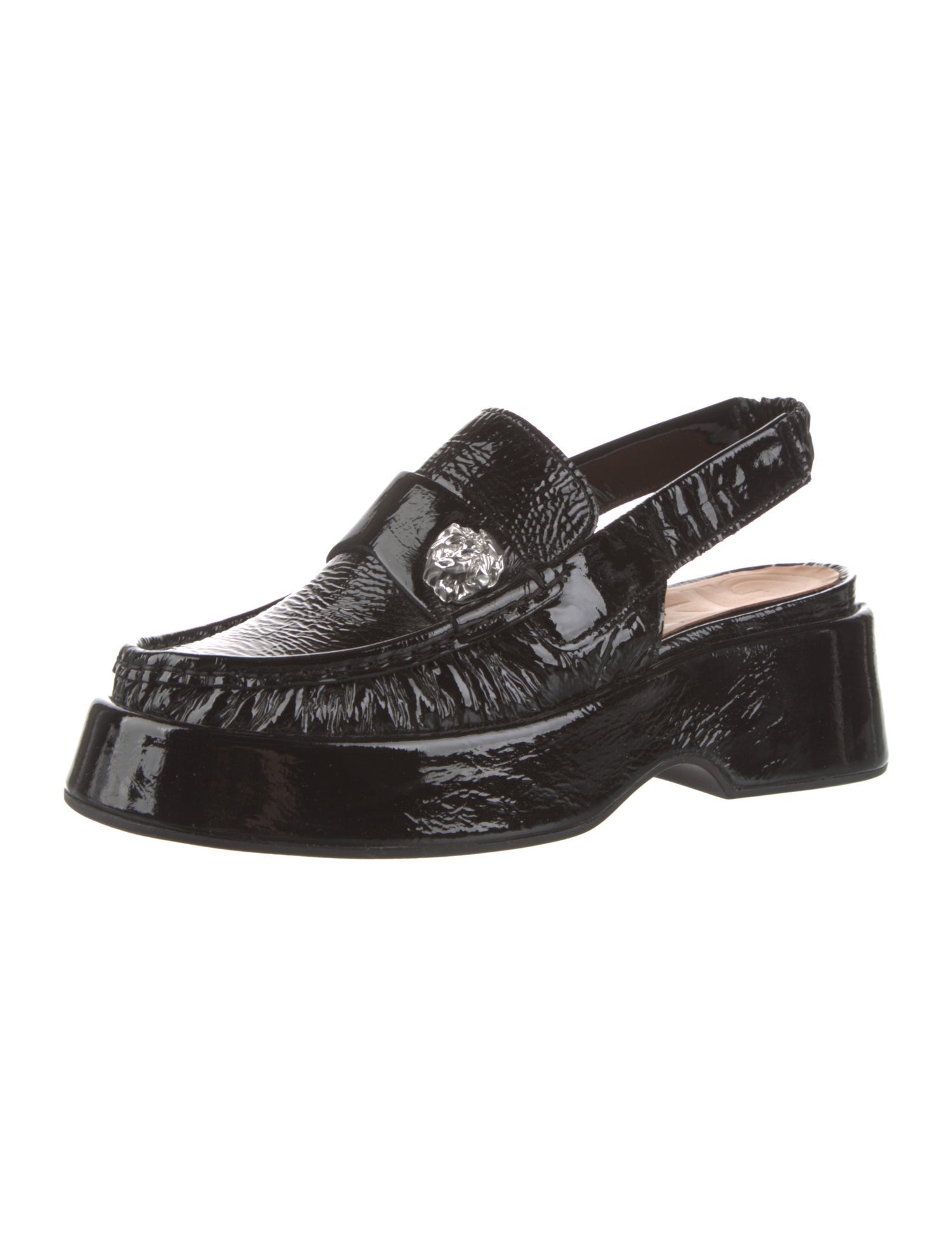 Ganni Patent Leather Studded Accents Slingback Pumps