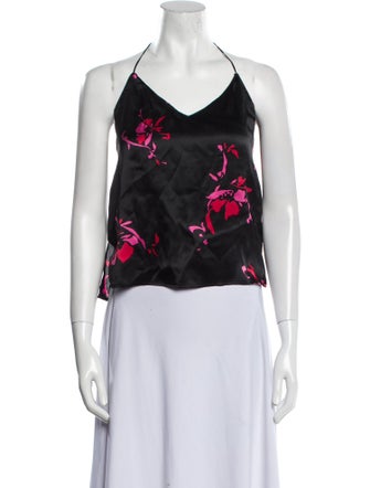 Ganni Silk Floral Print Crop Top