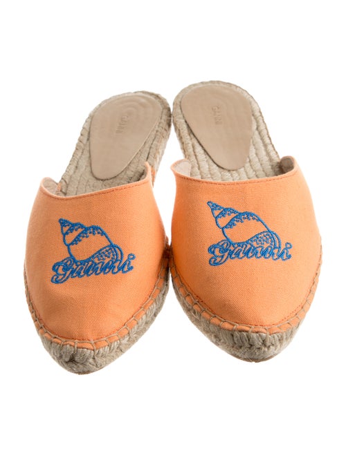 Ganni Canvas Embroidered Accent Espadrilles