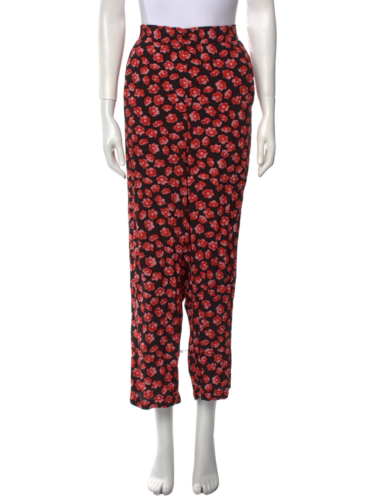 Ganni Floral Print Straight Leg Pants