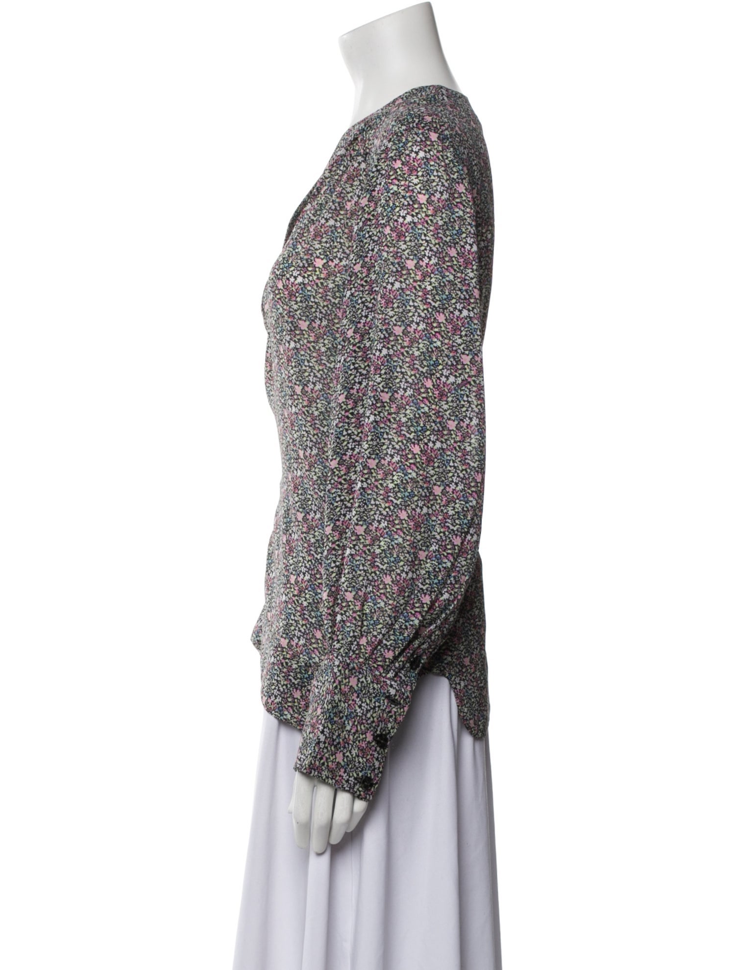 Ganni Floral Print V-Neck Blouse