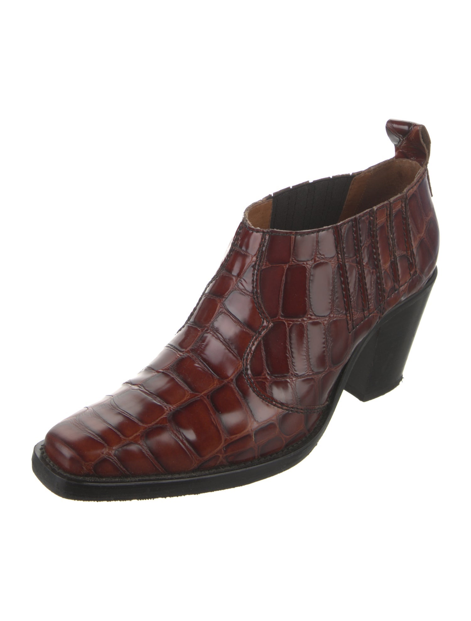 Ganni Leather Western Boots