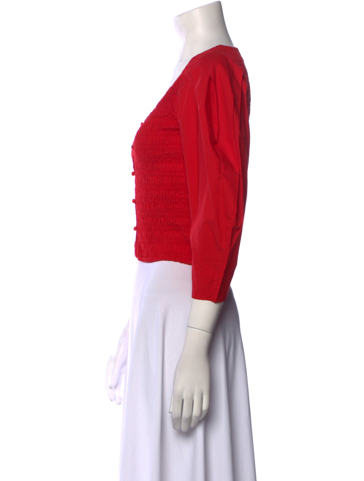 Ganni Square Neckline Three-Quarter Sleeve Crop Top w/ Tags