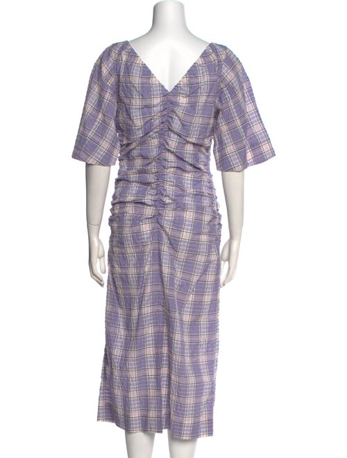 Ganni Plaid Print Long Dress