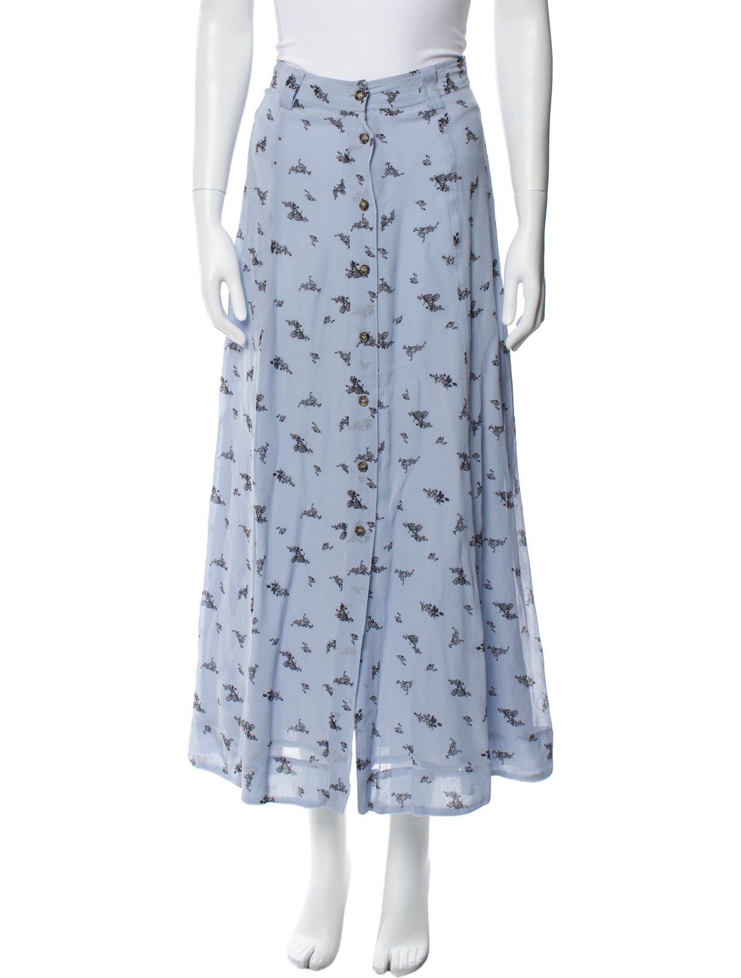 Ganni Floral Print Long Skirt