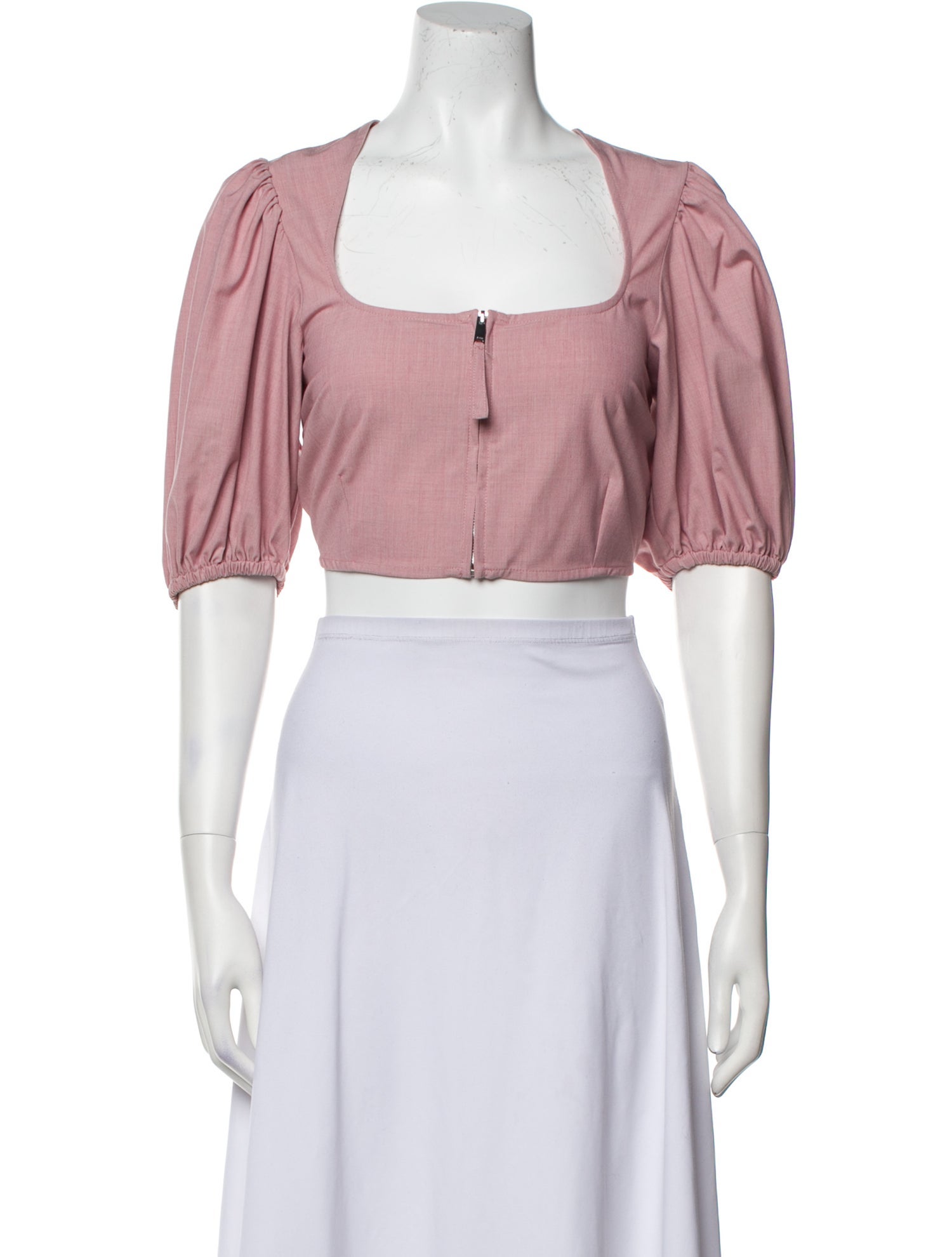 Ganni Square Neckline Short Sleeve Crop Top