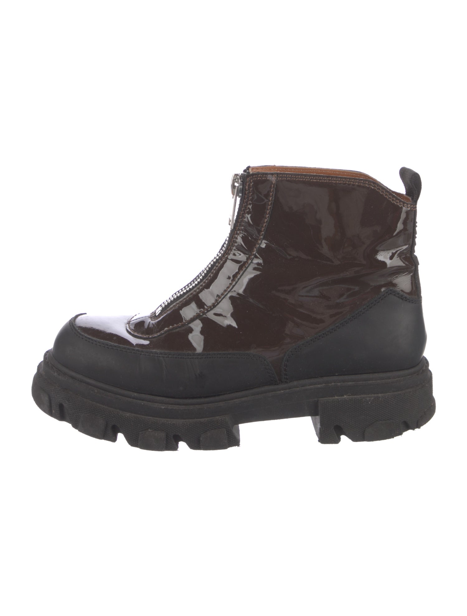 Ganni Patent Leather Combat Boots
