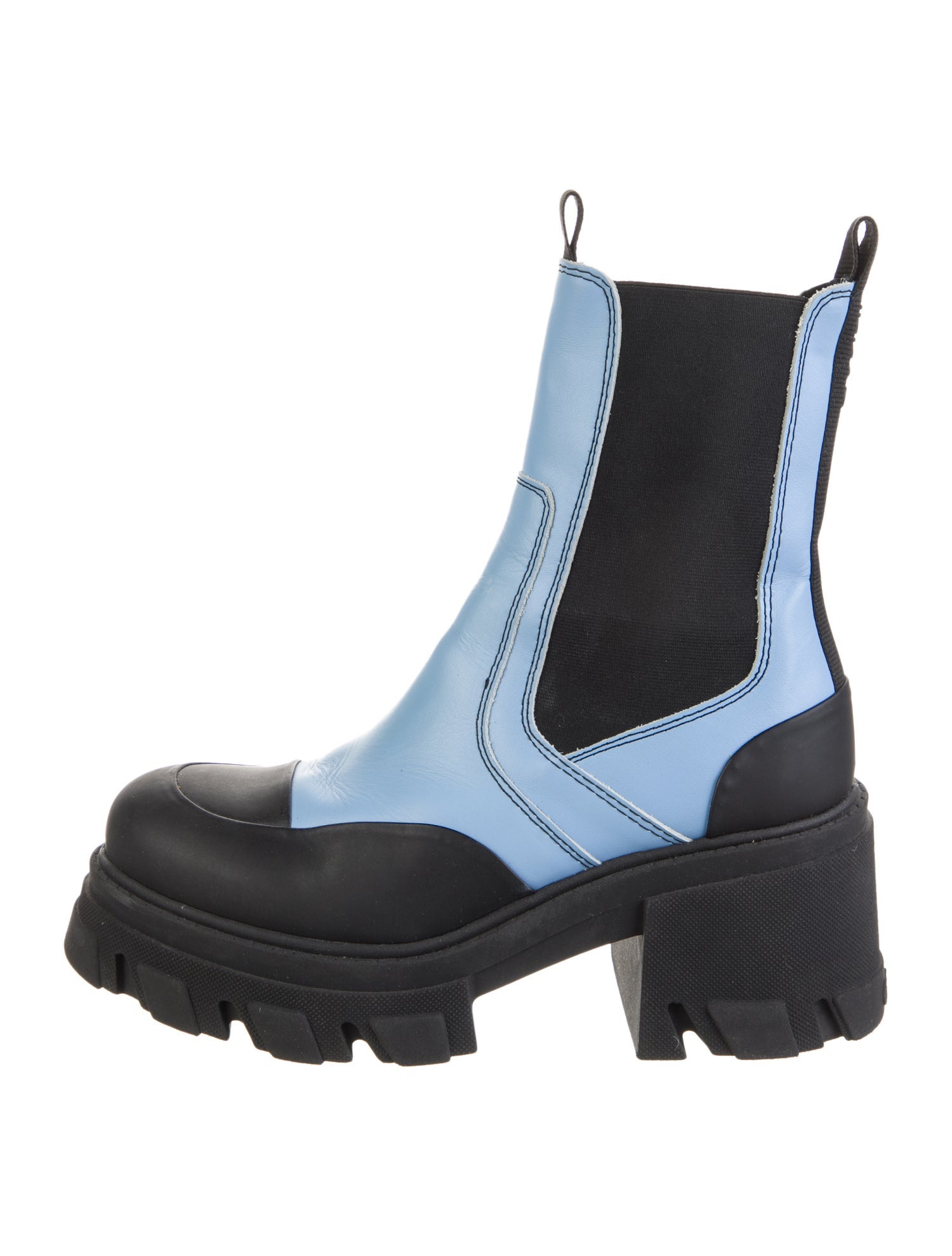 Ganni Leather Colorblock Pattern Chelsea Boots