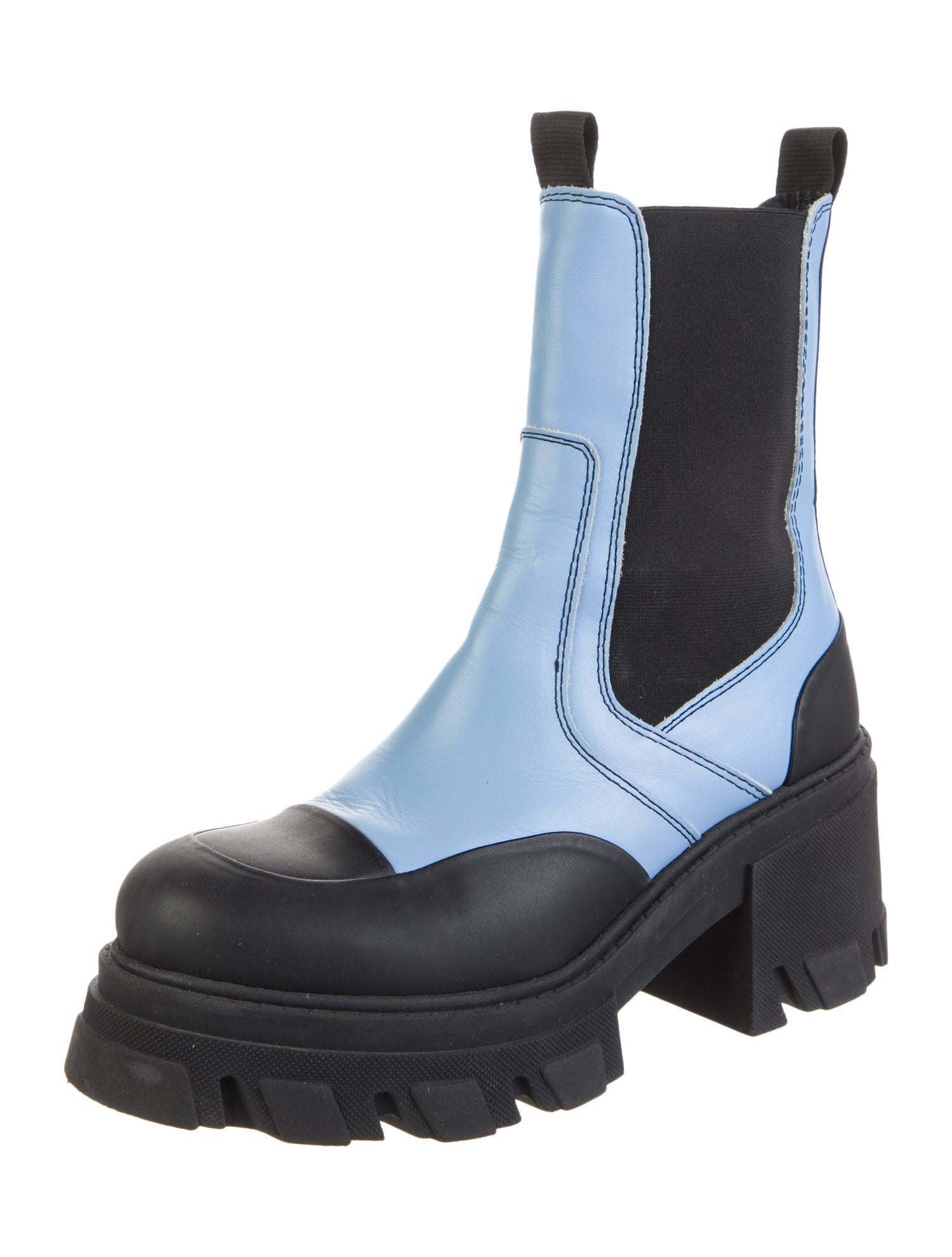 Ganni Leather Colorblock Pattern Chelsea Boots