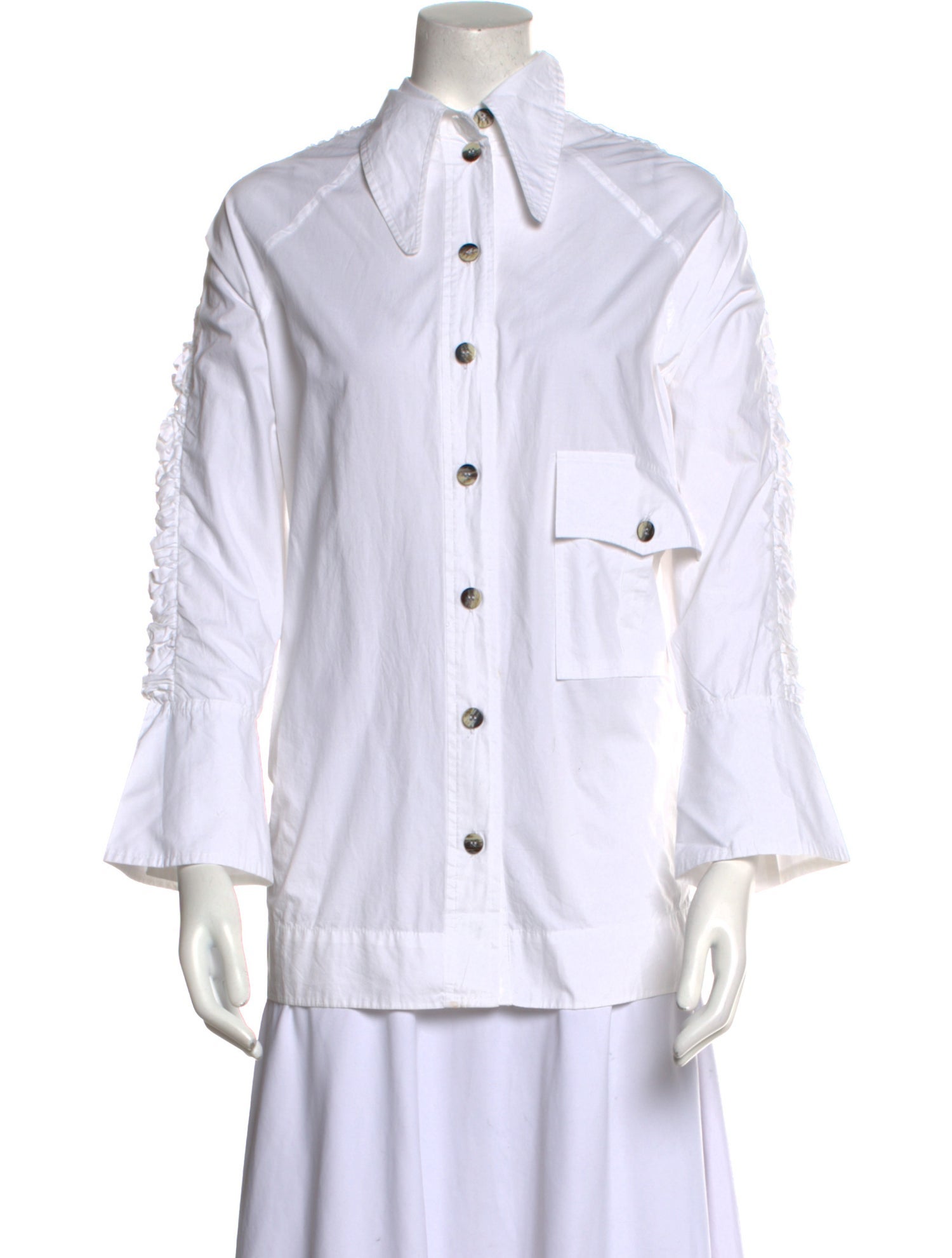 Ganni Long Sleeve Button-Up Top