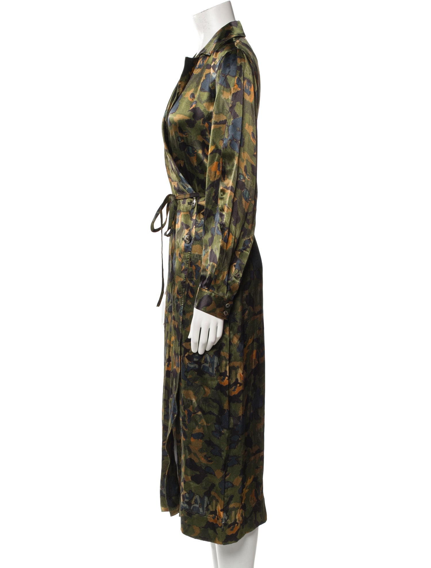 Ganni Camouflage Print Trench Coat