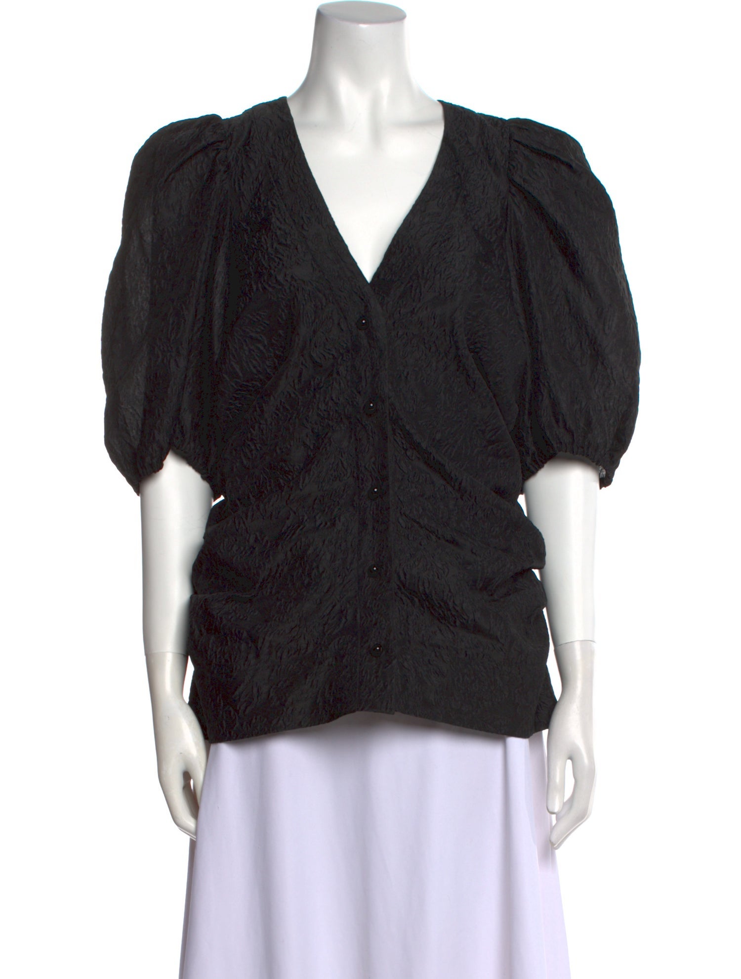 Ganni Printed V-Neck Blouse