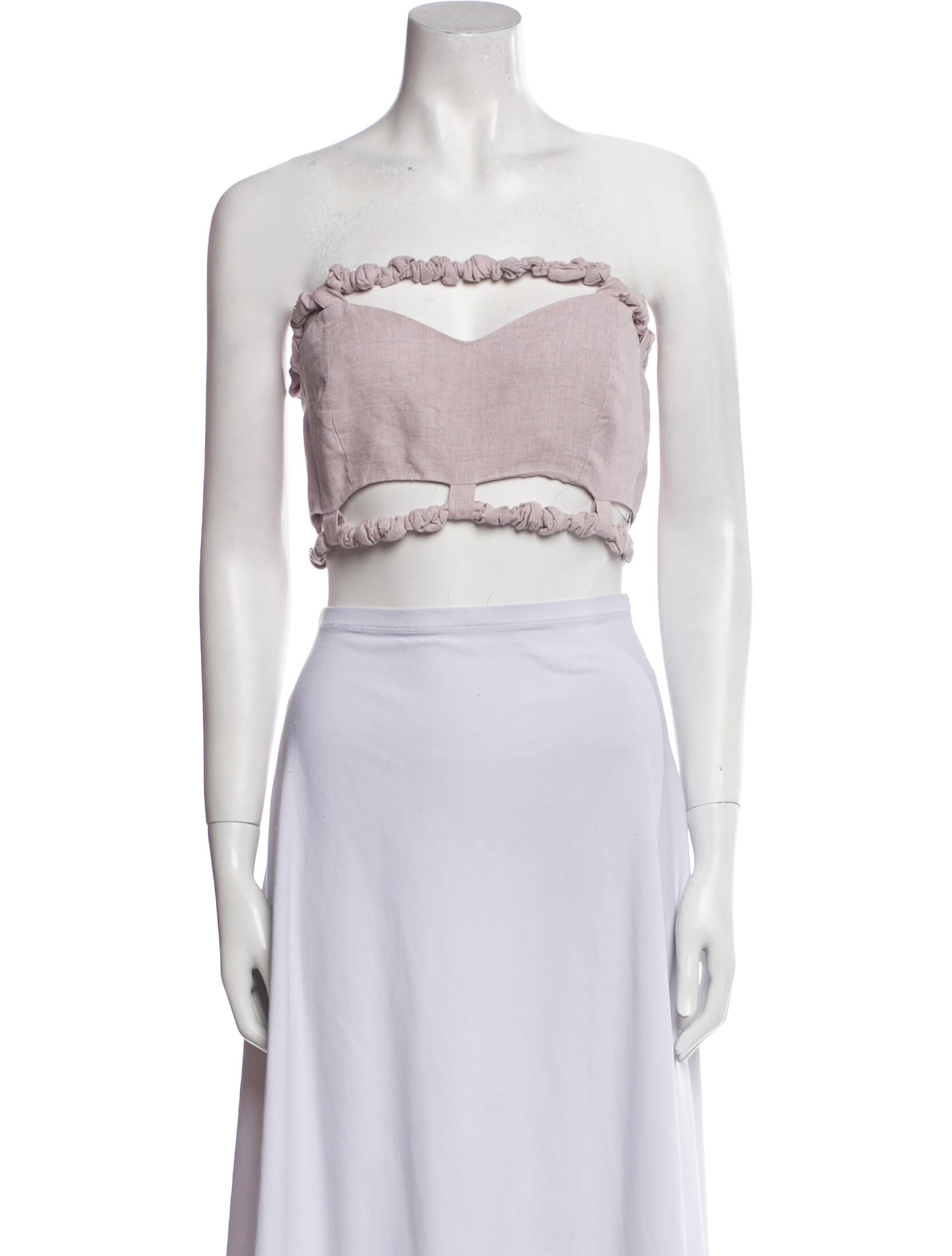 Ganni Hemp Strapless Crop Top