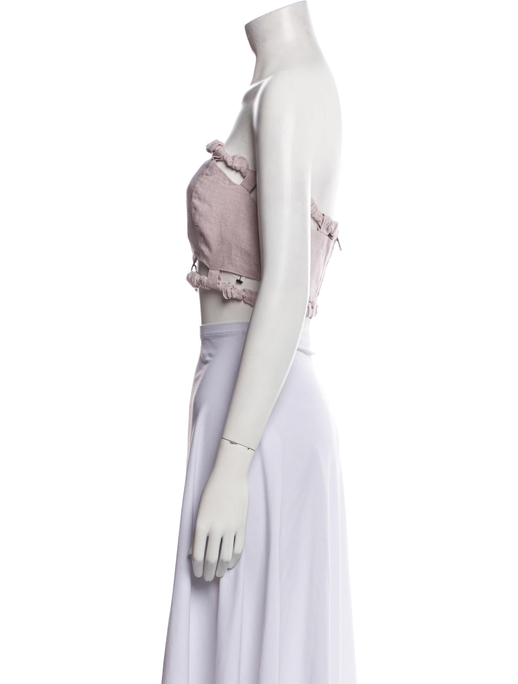 Ganni Hemp Strapless Crop Top