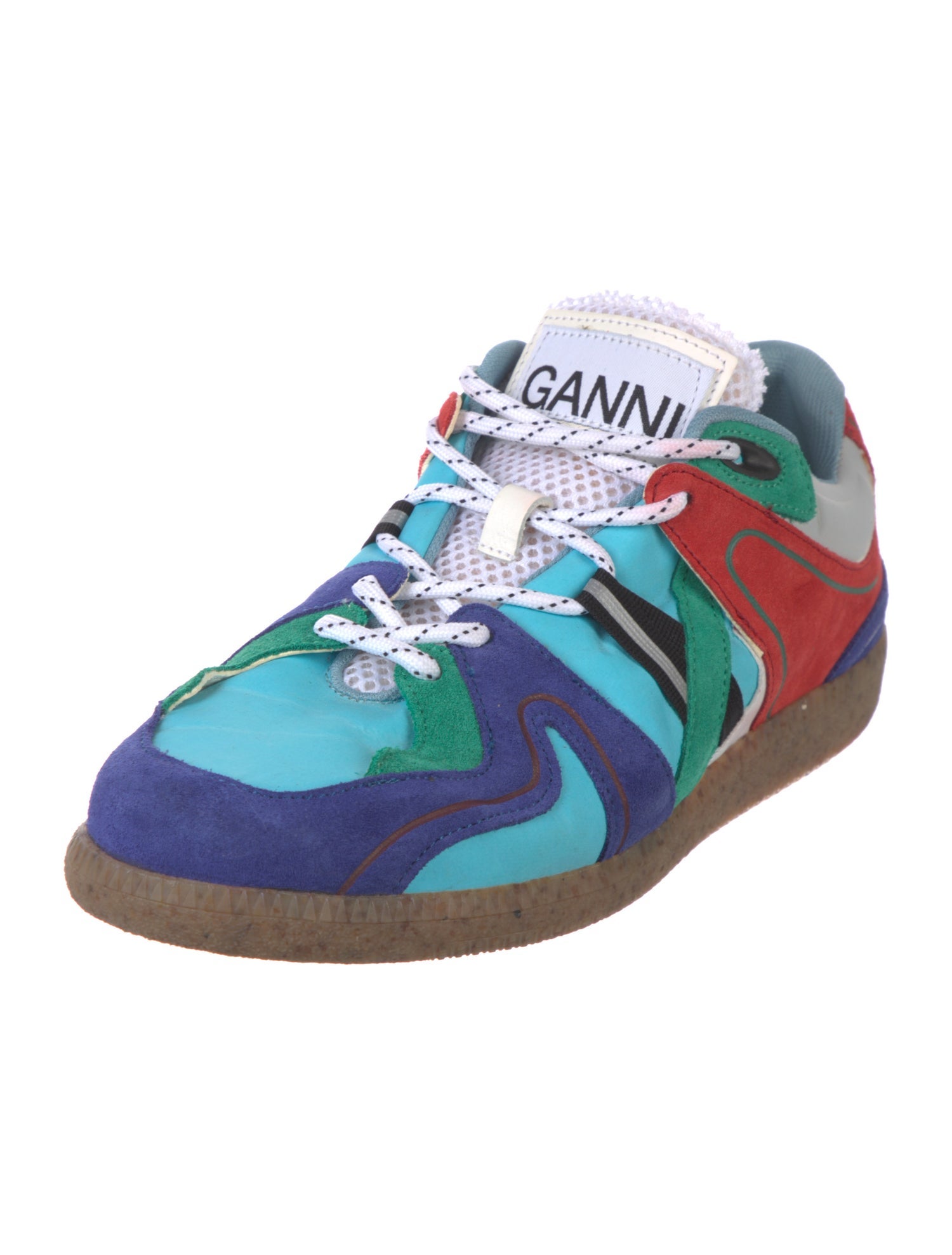 Ganni Suede Colorblock Pattern Sneakers