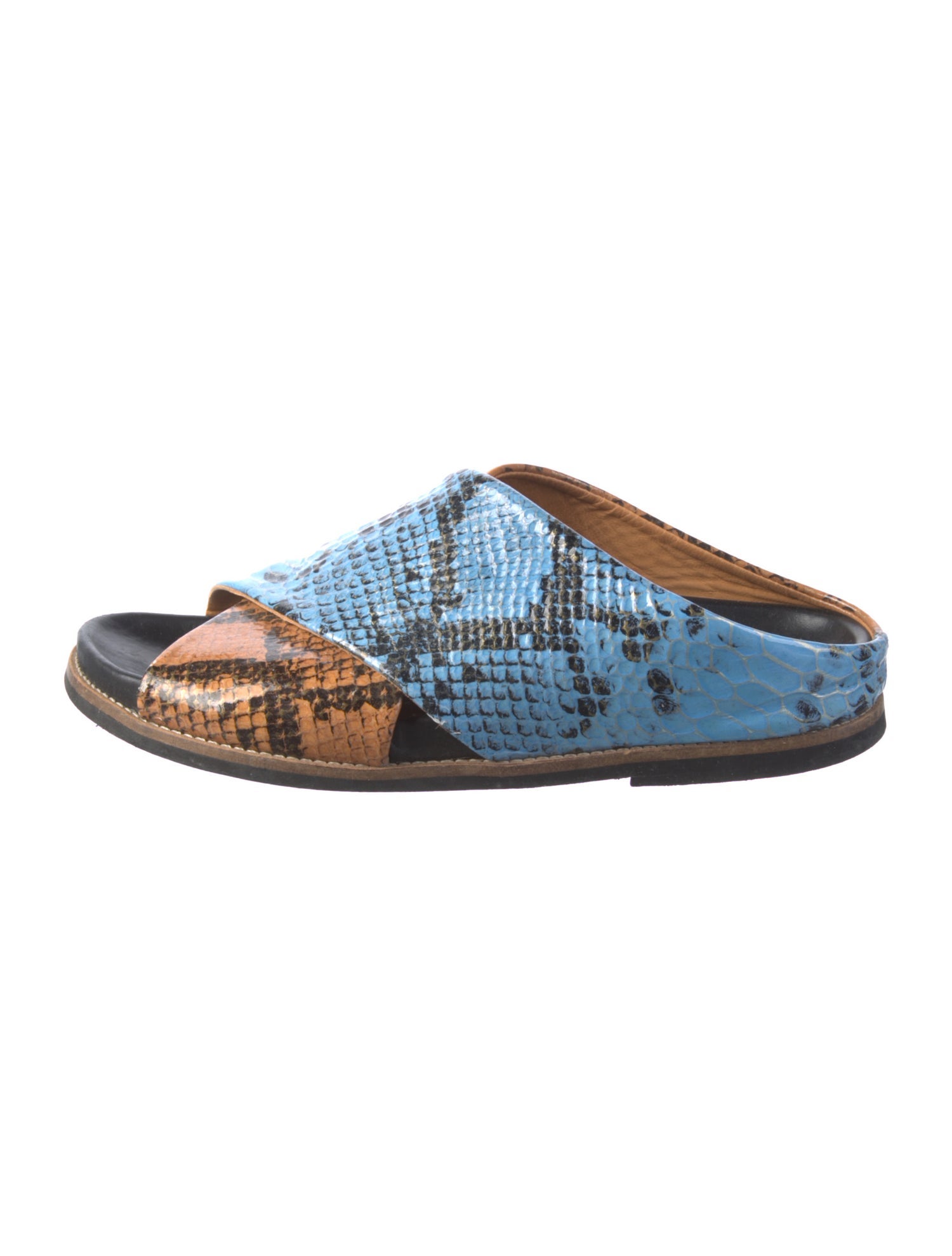 Ganni Embossed Leather Animal Print Slides