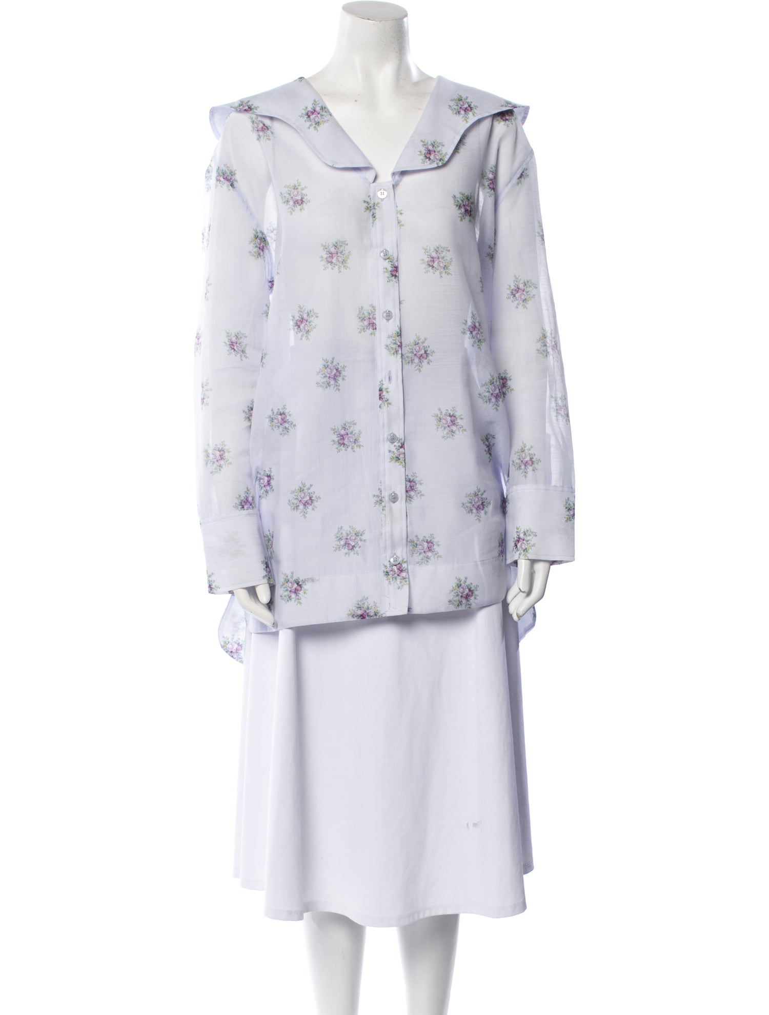 Ganni Floral Print V-Neck Tunic