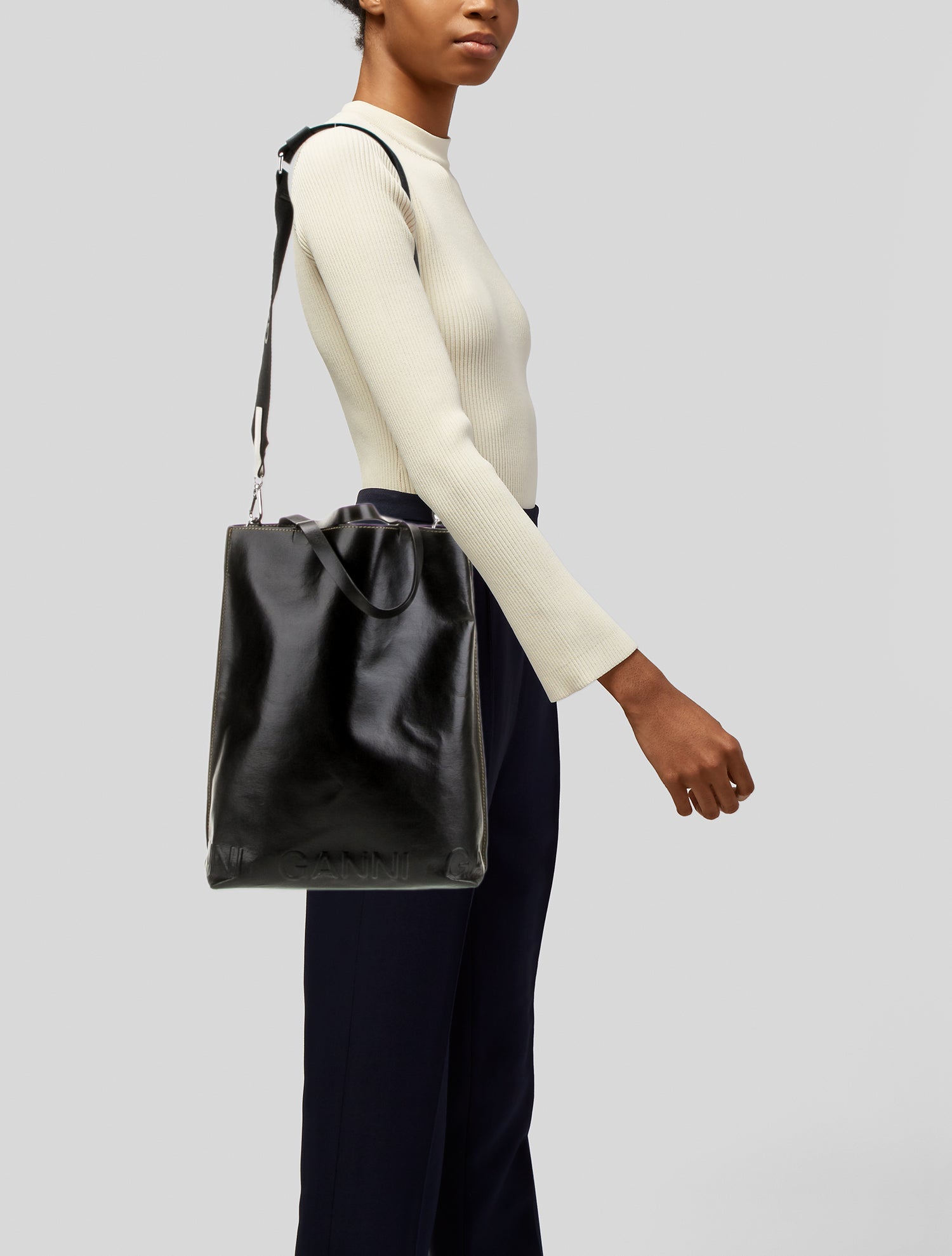 Ganni Leather Top Handle Bag