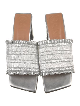 Ganni Leather Ruffle Embellishment Slides