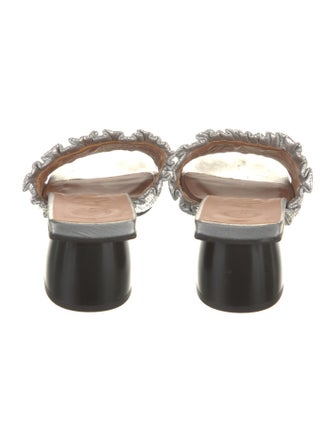 Ganni Leather Ruffle Embellishment Slides