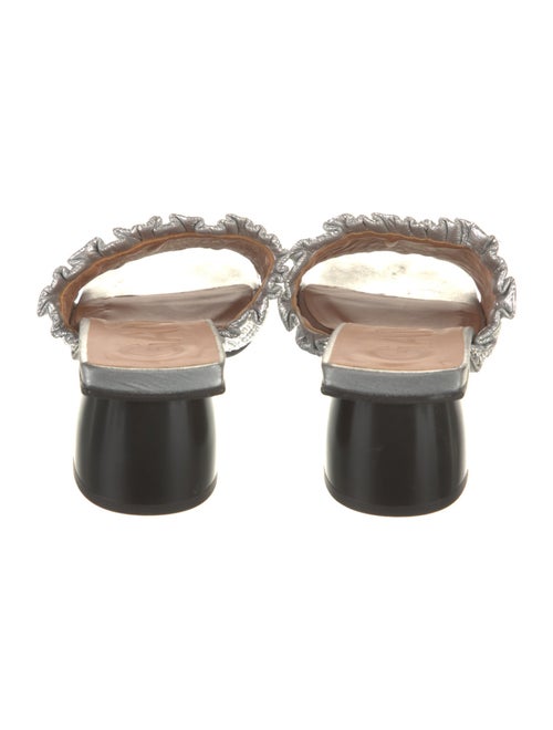 Ganni Leather Ruffle Embellishment Slides