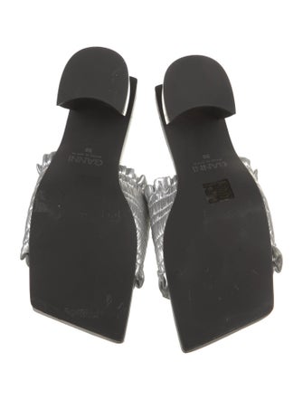 Ganni Leather Ruffle Embellishment Slides