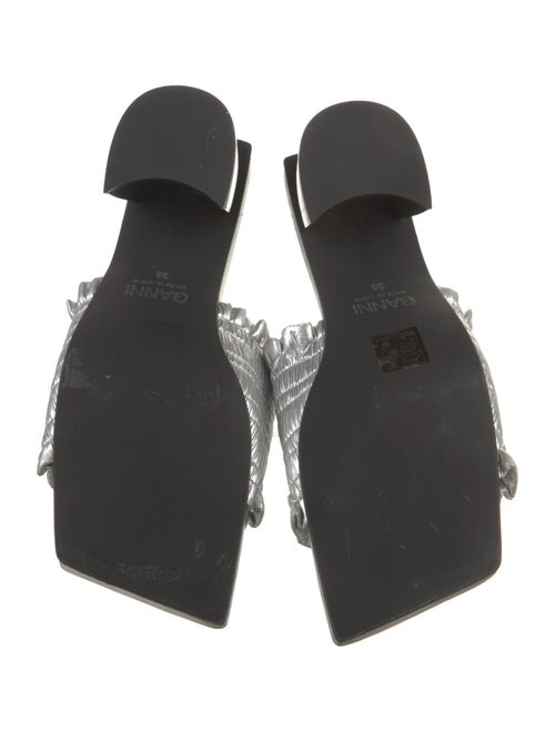 Ganni Leather Ruffle Embellishment Slides